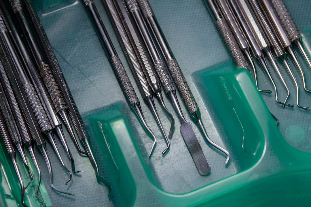 Surgical instruments laid out for quality inspection